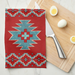 Zuidwestelijke Mesa's Rood en Turkoois Theedoek