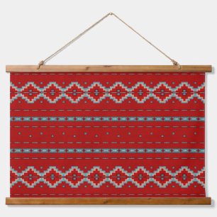 Zuidwestelijke Mesa's Rood & Turkoois Geometrisch Hangend Wandkleed