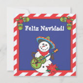 Zuidwestelijke Mexicaanse Snowman Feliz Navidad Kaart (Achterkant)