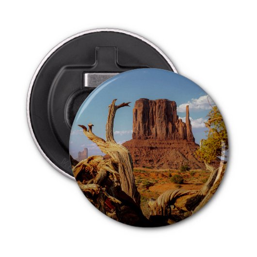 Zuidwestelijke Monument Valley Mitten woestijn scè Button Flesopener (Voorkant)