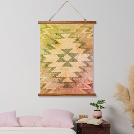 Zuidwestelijke muur kunst, warme gedempte tonen, hangend wandkleed (Slaapkamer)