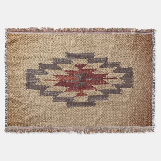Zuidwestelijke Navajo Weave Print, Faded Toffee Deken (Voorkant)