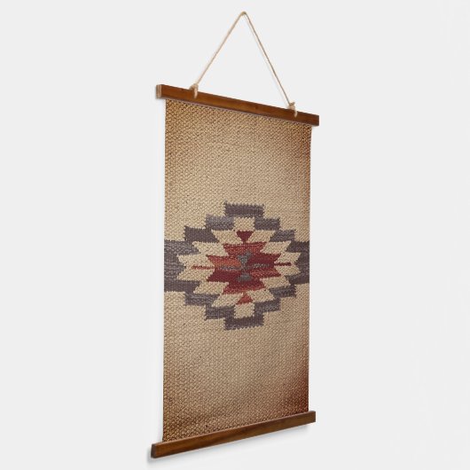 Zuidwestelijke Navajo Weave Print, Faded Toffee Hangend Wandkleed (Gebogen)