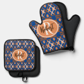 Zuidwestelijke Oasis Aztec geometrisch Ovenwant & Pannenlap Set (Voorkant / Achterkant)