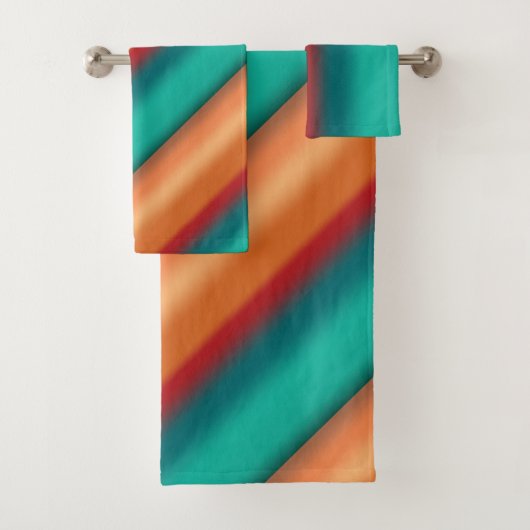 Zuidwestelijke Oranje Rode Turquoise Regenboogstri Bad Handdoek (Insitu)