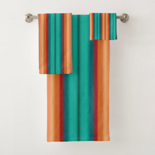 Zuidwestelijke Oranje Rode Turquoise Regenboogstri Bad Handdoek