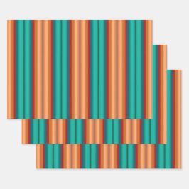 Zuidwestelijke Oranje Rode Turquoise Regenboogstri Inpakpapier Vel