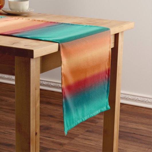 Zuidwestelijke Oranje Rode Turquoise Regenboogstri Korte Tafelloper (Voorbeeld)