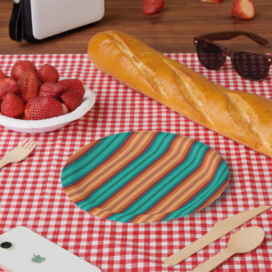 Zuidwestelijke Oranje Rode Turquoise Regenboogstri Papieren Bordje