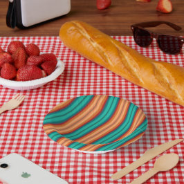 Zuidwestelijke Oranje Rode Turquoise Regenboogstri Papieren Kommen