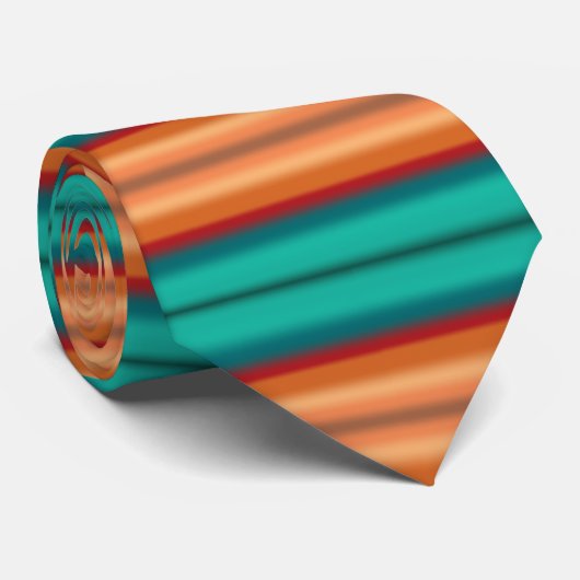 Zuidwestelijke Oranje Rode Turquoise Regenboogstri Stropdas (Opgerold)