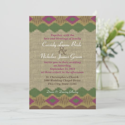 Zuidwestelijke Patroon Bruiloft Kaart (Staand voorkant)