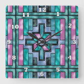 Zuidwestelijke patroon met gekleurd glas vierkante klok (Voorkant)