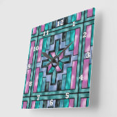 Zuidwestelijke patroon met gekleurd glas vierkante klok (Hoek)