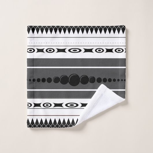 Zuidwestelijke Patroon Zwart, Wit, Grijs Bad Handdoek (Wasdoekje)