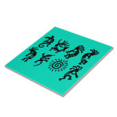 Zuidwestelijke Petroglyph Kokopelli Turquoise Tegeltje (Zijkant)