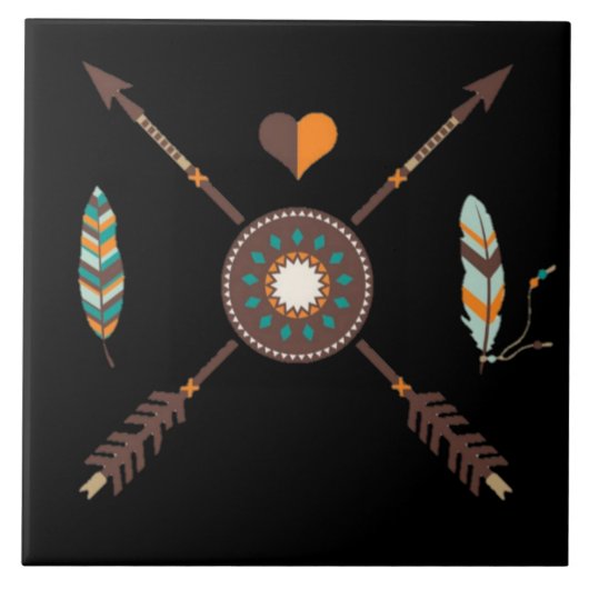 Zuidwestelijke Pijlen en Veer keramische tegel Tegeltje (Voorkant)