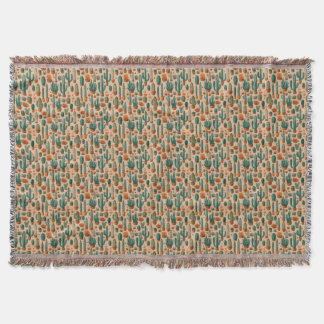 Zuidwestelijke Potted Cactus Blanket met kwastjes Deken