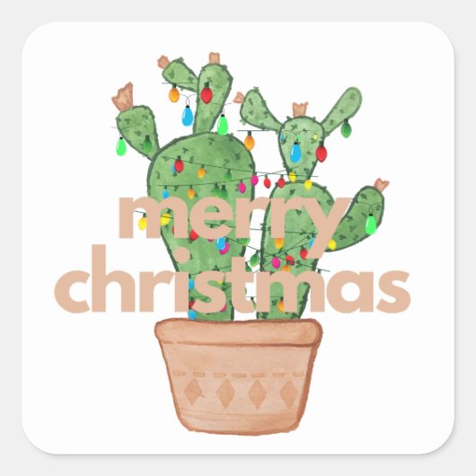 Zuidwestelijke Prettig Kerst Cactus Stickers (Voorkant)