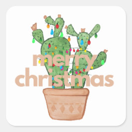 Zuidwestelijke Prettig Kerst Cactus Stickers