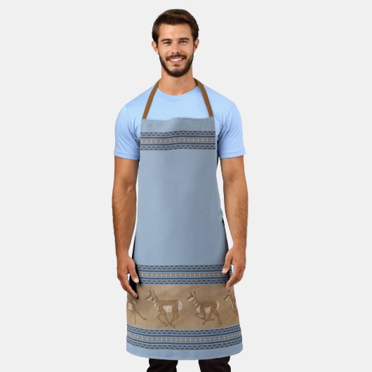 Zuidwestelijke Pronghorn Antelope Blauwe Rand Groo Schort (Gedragen)