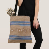 Zuidwestelijke Pronghorn Antelope Herd Blauwe Rand Tote Bag (Dichtbij)