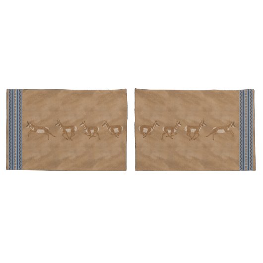Zuidwestelijke Pronghorn Antelopes Blauwe Grens St Kussensloop (Achterkant-Set)