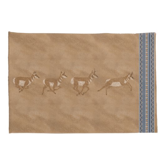 Zuidwestelijke Pronghorn Antelopes Blauwe Grens St Kussensloop (Achterkant-Rechts)