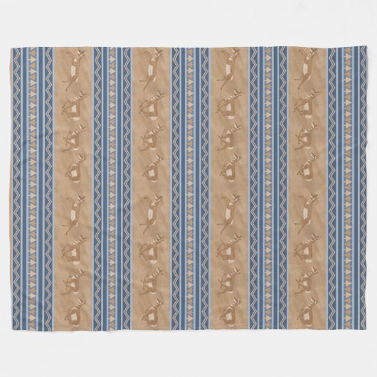 Zuidwestelijke Pronghorn Antelopes Blauwe Rand Gro Fleece Deken (Voorkant (Horizontaal))