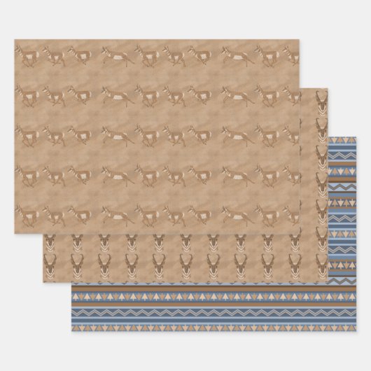 Zuidwestelijke Pronghorn Antelopes geometrisch pat Inpakpapier Vel (Set)