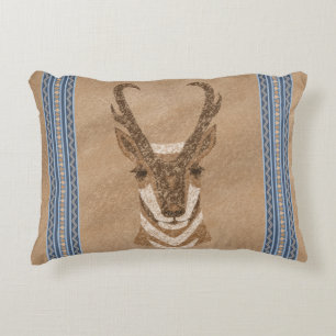 Zuidwestelijke Pronghorn antilope gezicht blauwe r Accent Kussen