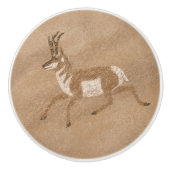 Zuidwestelijke Pronghorn Running Antelope Petrogly Keramische Knop (Voorkant)