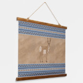 Zuidwestelijke Pronghorn staande antilope blauwe g Hangend Wandkleed (Gebogen)
