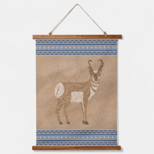 Zuidwestelijke Pronghorn staande antilope blauwe r Hangend Wandkleed