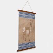 Zuidwestelijke Pronghorn staande antilope blauwe r Hangend Wandkleed (Gebogen)