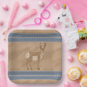 Zuidwestelijke Pronghorn staande antilope blauwe r Papieren Bordje (Feest)