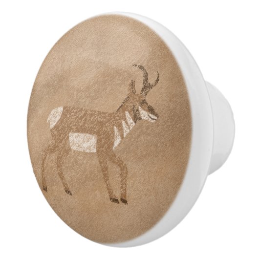 Zuidwestelijke Pronghorn Wandelende Antelope Petro Keramische Knop (Rechts)