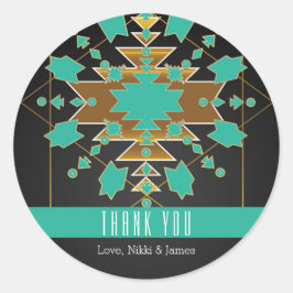 Zuidwestelijke Ranch Turquoise Zwart Gouden Sticke Ronde Sticker