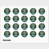 Zuidwestelijke Ranch Turquoise Zwart Gouden Sticke Ronde Sticker (Vel)