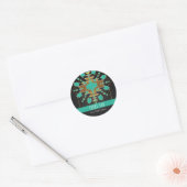 Zuidwestelijke Ranch Turquoise Zwart Gouden Sticke Ronde Sticker (Envelop)