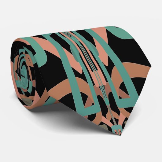 Zuidwestelijke Rust Turquoise Line Drawing Pattern Stropdas (Opgerold)