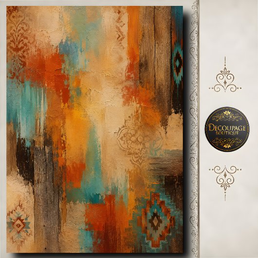 Zuidwestelijke Rustieke Decoupage Turquoise Hout Tissuepapier