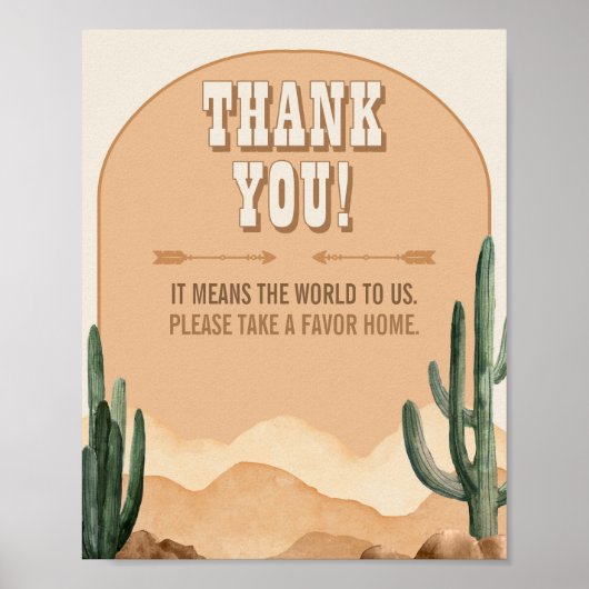 Zuidwestelijke rustieke woestijn cactus dank u tek poster (Voorkant)