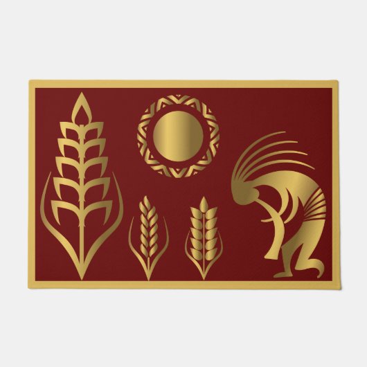 Zuidwestelijke Springtime Gold Kokopelli Rug Deurmat (Voorkant)