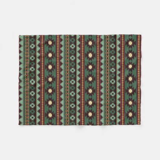 Zuidwestelijke stam groen bruin fleece deken (Voorkant (Horizontaal))