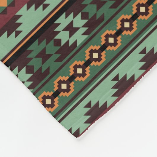 Zuidwestelijke stam groen bruin fleece deken (Hoek)