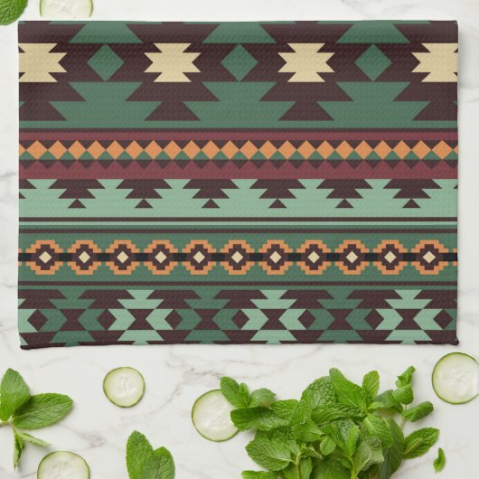 Zuidwestelijke stam groen bruin theedoek (Gevouwen)