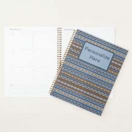 Zuidwestelijke Stijl Blauw Bruin Geometrisch Geper Planner