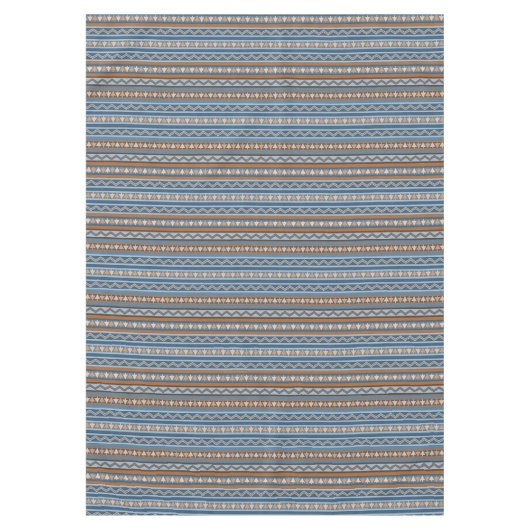 Zuidwestelijke Stijl Blauw Bruin Geometrisch Ontwe Tafelkleed (Voorkant)