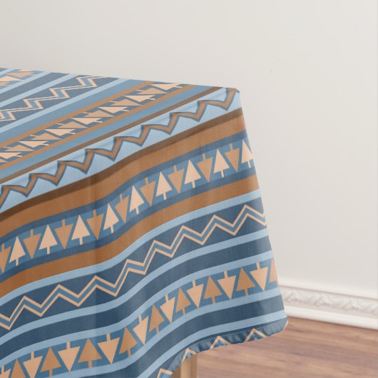 Zuidwestelijke Stijl Blauw Bruin Geometrisch Ontwe Tafelkleed (Voorbeeld)